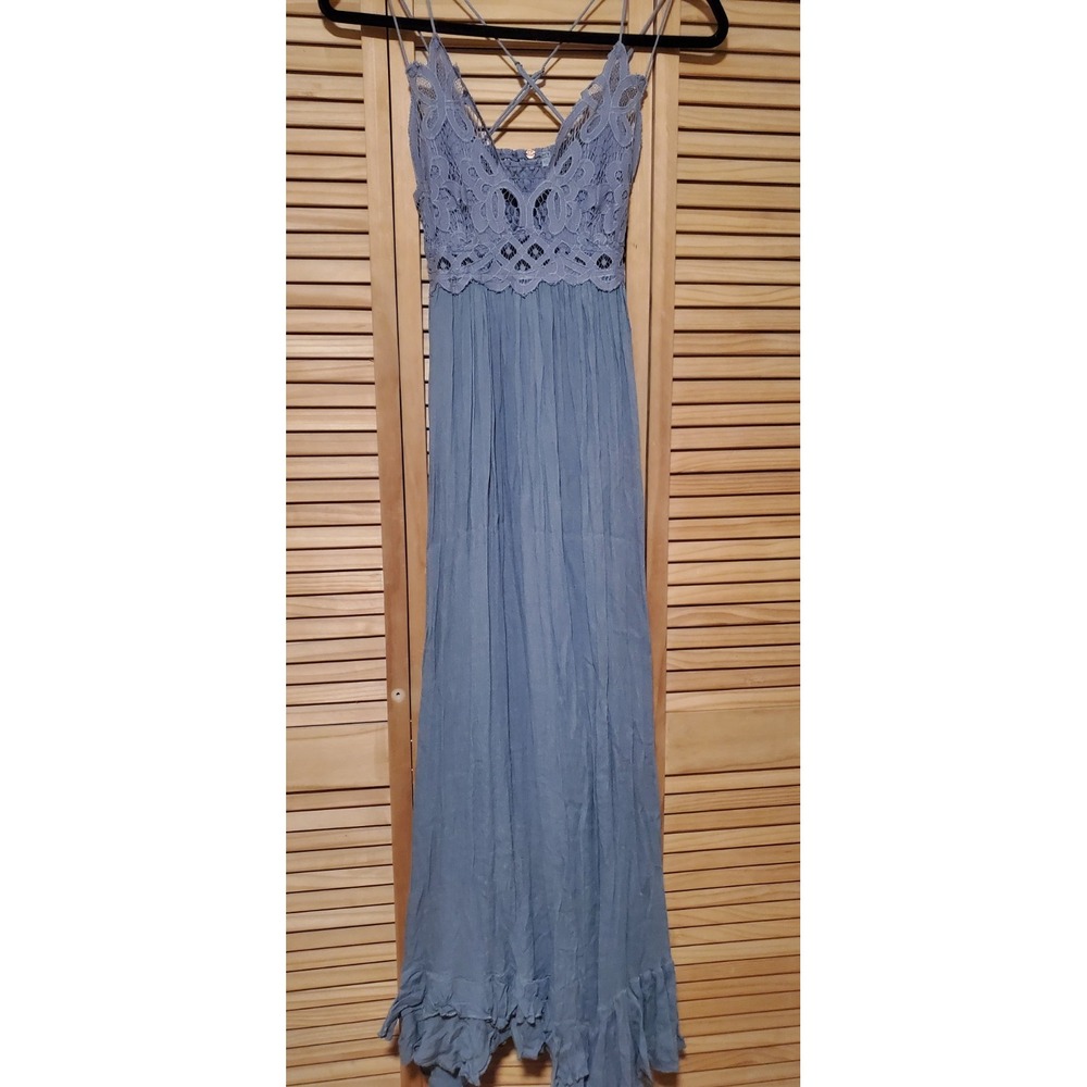 Free People ONE | Adella Lace Maxi Slip Dress Slate Lavender Size XS